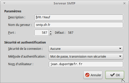 SMTP en clair