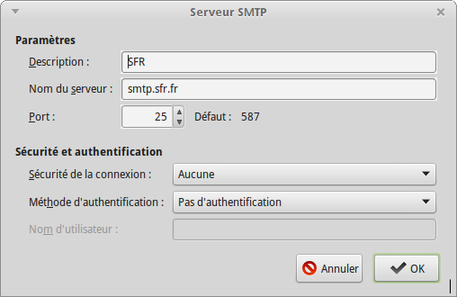 smtp sans authentification